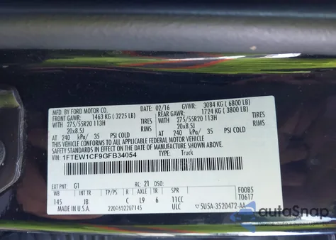 2016 Ford F-150 Xlt from USA, damaged, VIN 1FTEW1CF9GFB34054